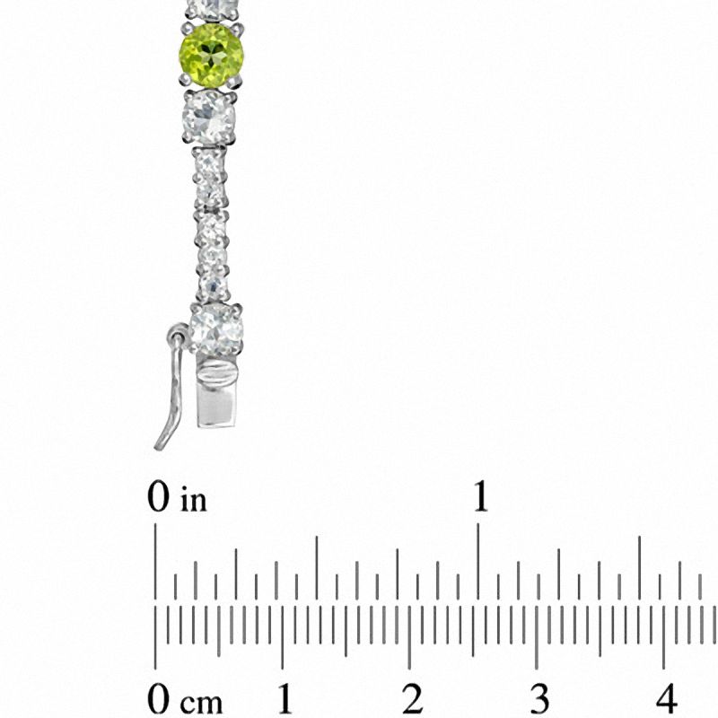 Main Image 3 of White Topaz and Peridot Bracelet in Sterling Silver - 7.25"