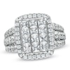 Thumbnail Image 0 of 3 CT. T.W. Princess-Cut Composite Diamond Rectangular Frame Ring in 14K White Gold