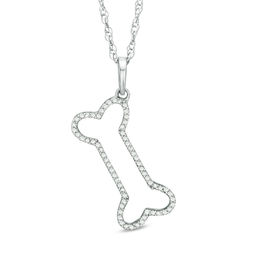 1/8 CT. T.W. Diamond Tilted Dog Bone Pendant in 10K White Gold