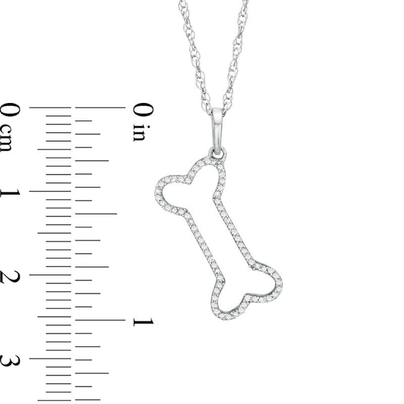 Main Image 2 of 1/8 CT. T.W. Diamond Tilted Dog Bone Pendant in 10K White Gold