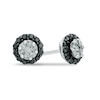 Thumbnail Image 1 of 1/4 CT. T.W. Enhanced Black and White Diamond Frame Cluster Stud Earrings in 10K White Gold