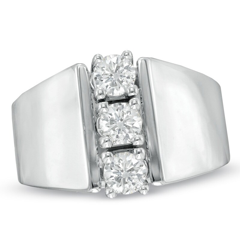 Main Image 1 of 1/2 CT. T.W. Diamond Three Stone Linear Ring in 14K White Gold