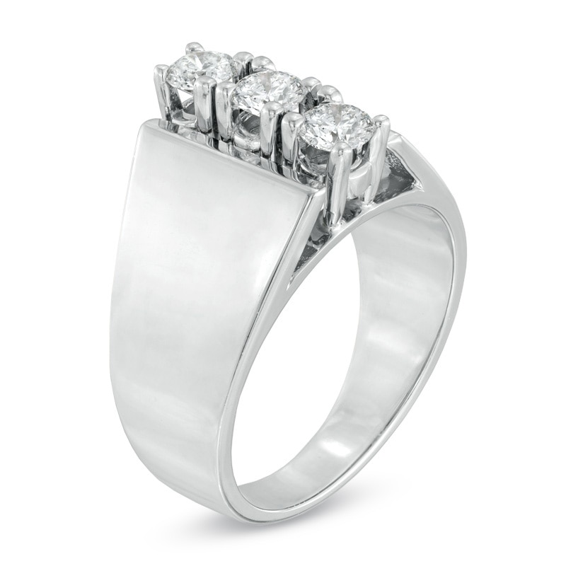 1/2 CT. T.W. Diamond Three Stone Linear Ring in 14K White Gold