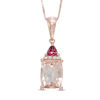 Thumbnail Image 1 of Emerald-Cut Morganite and Pink Tourmaline Pendant in 14K Rose Gold