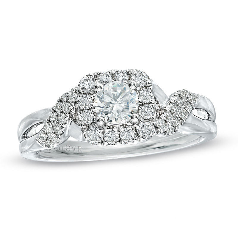 Vera Wang Love Collection 3/4 CT. T.W. Diamond Frame Twist Engagement Ring in 14K White Gold