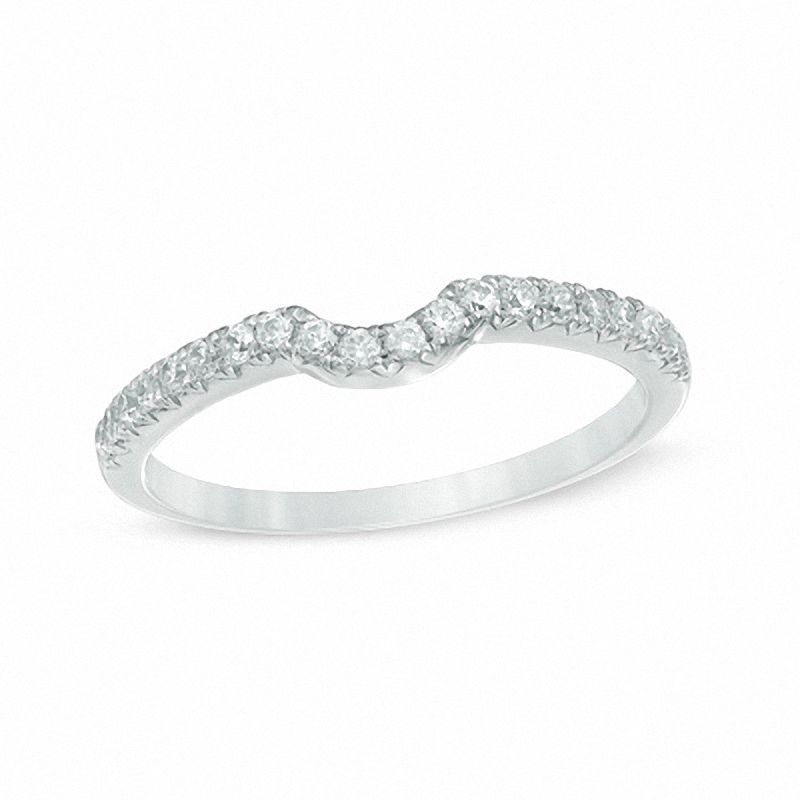 1/4 CT. T.W. Diamond Contour Wedding Band in 14K White Gold