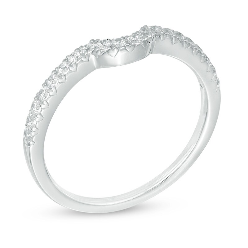 1/4 CT. T.W. Diamond Contour Wedding Band in 14K White Gold