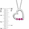 Thumbnail Image 2 of Lab-Created Ruby Three Stone Heart Pendant in Sterling Silver