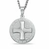 Thumbnail Image 1 of Men's Lord's Prayer Round Cross Pendant in Stainless Steel - 24"
