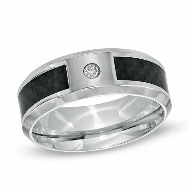 Carbon fiber wedding clearance band with diamonds