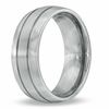 Thumbnail Image 2 of 8.0mm Comfort Fit Satin Groove Titanium Wedding Band