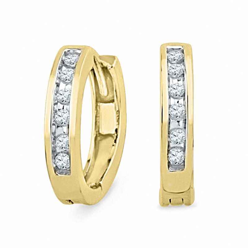 1/10 CT. T.W. Diamond Hoop Earrings in 10K Gold
