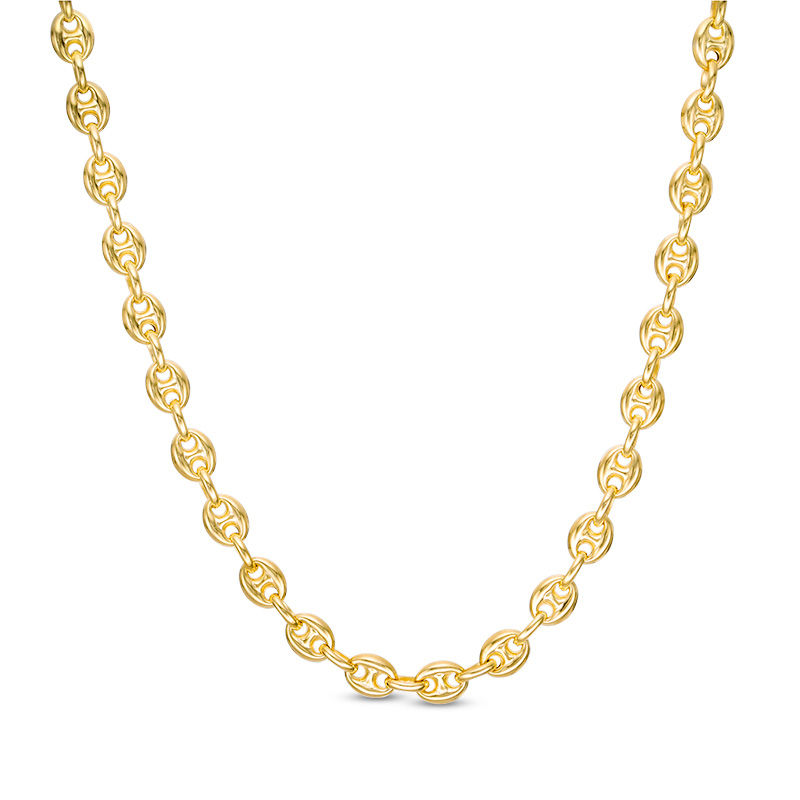 Men's 4.7mm Puffed Mariner Chain Necklace in Hollow 14K Gold - 24"