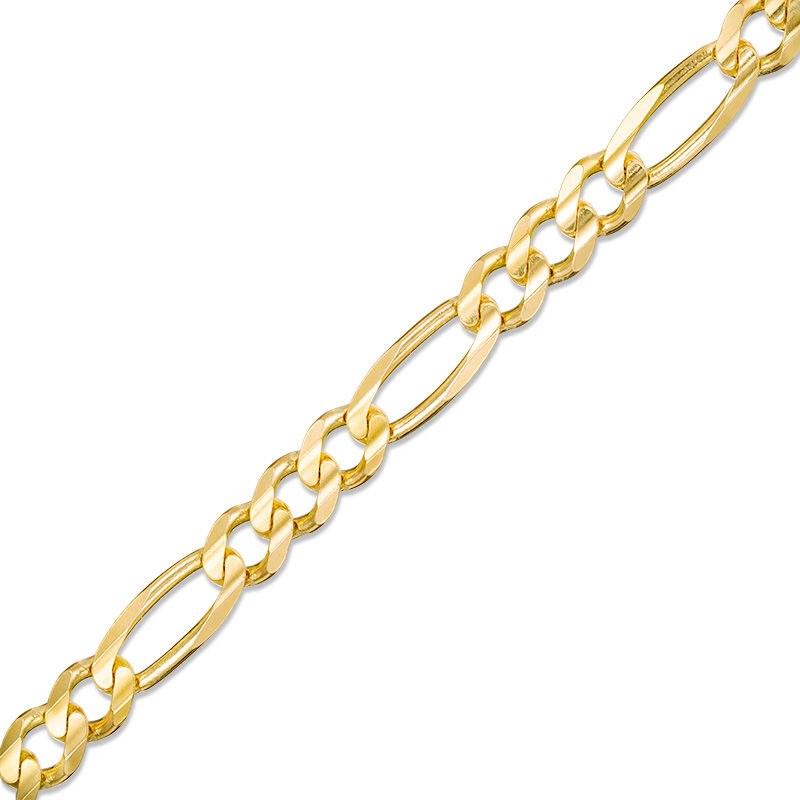 Men's 7.0mm Figaro Chain Bracelet in Solid 14K Gold - 8.5"