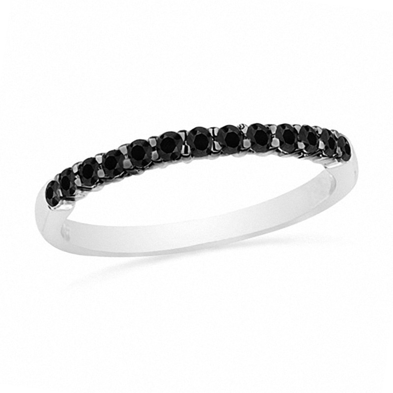Main Image 1 of 1/4 CT. T.W. Black Diamond Band in 10K White Gold
