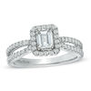 Thumbnail Image 0 of Vera Wang Love Collection 1 CT. T.W. Emerald-Cut Diamond Split Shank Ring in 14K White Gold