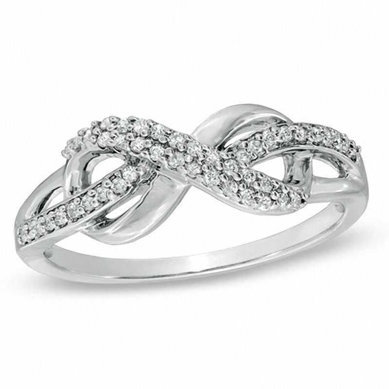 Main Image 1 of 1/5 CT. T.W. Diamond Infinity Loop Ring in Sterling Silver