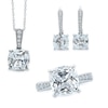 Thumbnail Image 1 of Lab-Created White Sapphire Pendant, Ring and Earrings Set in Sterling Silver - Size 7