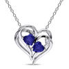 Thumbnail Image 0 of Heart-Shaped Lab-Created Blue Sapphire and Diamond Accent Double Heart Pendant in Sterling Silver