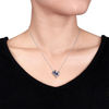 Thumbnail Image 1 of Heart-Shaped Lab-Created Blue Sapphire and Diamond Accent Double Heart Pendant in Sterling Silver