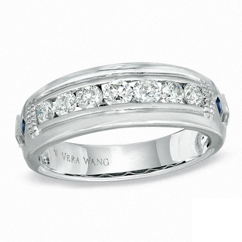 Vera Wang Love Collection Men s 3 4 CT. T.W. Diamond Wedding Band in 14K White Gold Zales Outlet