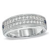 Thumbnail Image 0 of Vera Wang Love Collection Men's 5/8 CT. T.W. Diamond Double Row Wedding Band in 14K White Gold