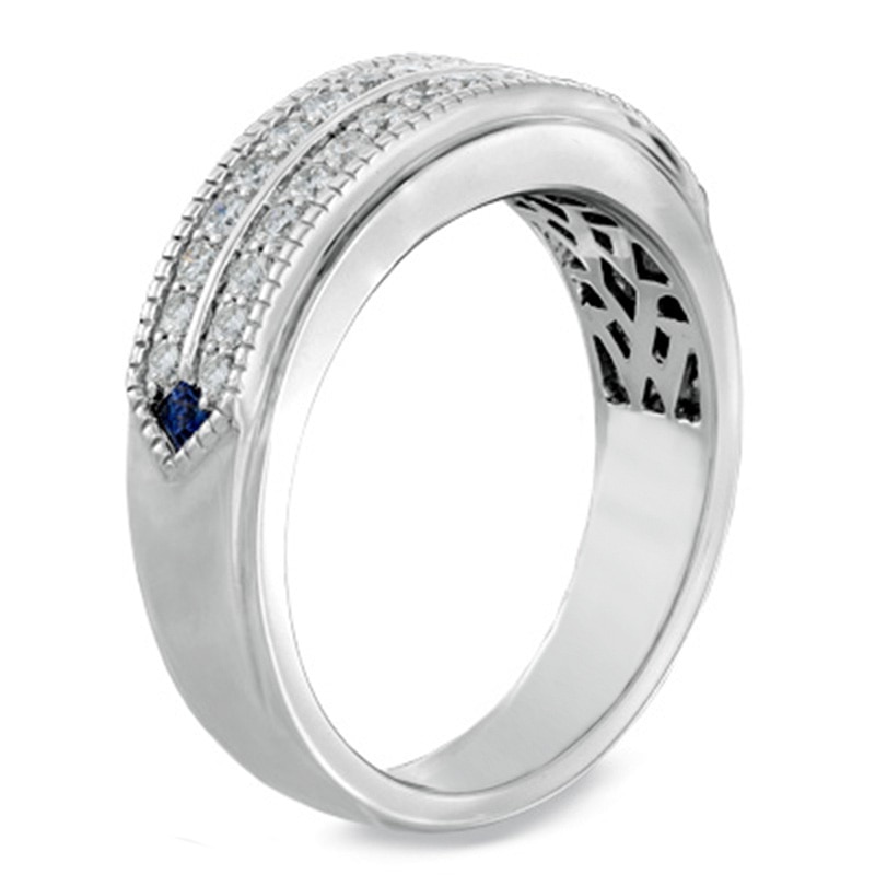 Vera Wang Love Collection Men's 5/8 CT. T.W. Diamond Double Row Wedding Band in 14K White Gold