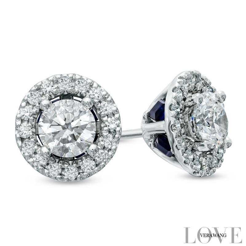 Main Image 1 of Vera Wang Love Collection 3/4 CT. T.W. Diamond Frame Stud Earrings in 14K White Gold