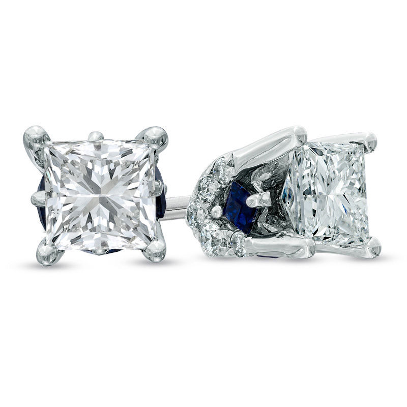 Vera Wang Love Collection 3/4 CT. T.W. Princess-Cut Diamond Stud Earrings in 14K White Gold