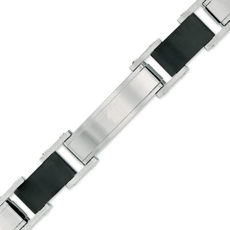 Main Image 2 of Men's Cable Bracelet in Tri-Tone Stainless Steel - 8.25"