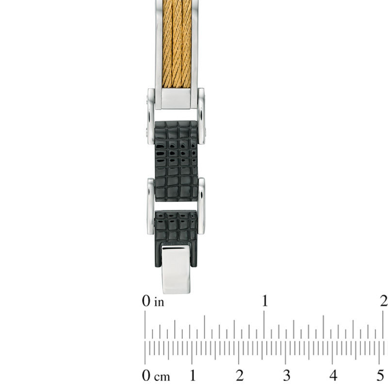 Main Image 3 of Men's Cable Bracelet in Tri-Tone Stainless Steel - 8.25"