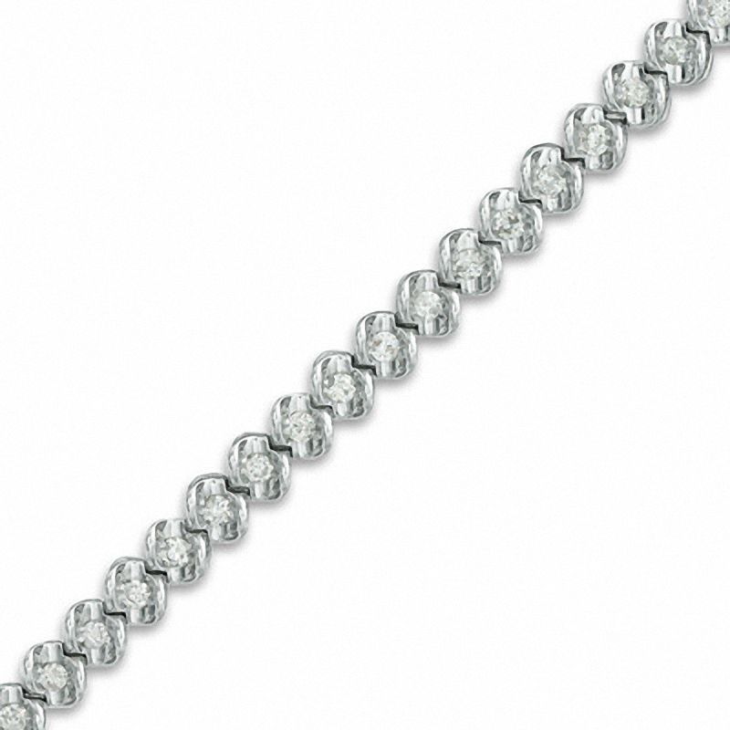 1 CT. T.W. Diamond Bracelet in 10K White Gold - 7.25"