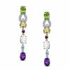 Thumbnail Image 1 of Multi Semi-Precious Gemstone and Lab-Created White Sapphire Drop Earrings in Sterling Silver
