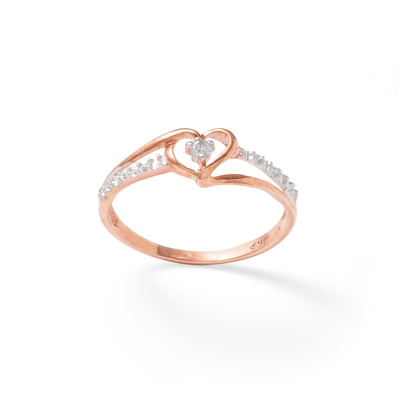 Main Image 1 of Diamond Accent Heart Promise Ring in 10K Rose Gold