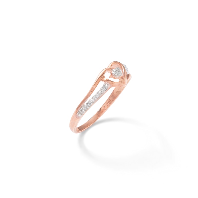 Diamond Accent Heart Promise Ring in 10K Rose Gold