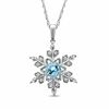 Thumbnail Image 0 of 6.0mm Sky Blue Topaz and Lab-Created White Sapphire Snowflake Pendant in Sterling Silver