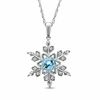 Thumbnail Image 1 of 6.0mm Sky Blue Topaz and Lab-Created White Sapphire Snowflake Pendant in Sterling Silver