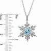 Thumbnail Image 2 of 6.0mm Sky Blue Topaz and Lab-Created White Sapphire Snowflake Pendant in Sterling Silver