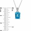Thumbnail Image 2 of Emerald-Cut Swiss Blue Topaz and Diamond Accent Pendant in 14K White Gold
