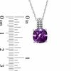 Thumbnail Image 1 of 9.0mm Cushion-Cut Amethyst and Lab-Created White Sapphire Pendant in Sterling Silver
