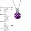 Thumbnail Image 2 of 9.0mm Cushion-Cut Amethyst and Lab-Created White Sapphire Pendant in Sterling Silver