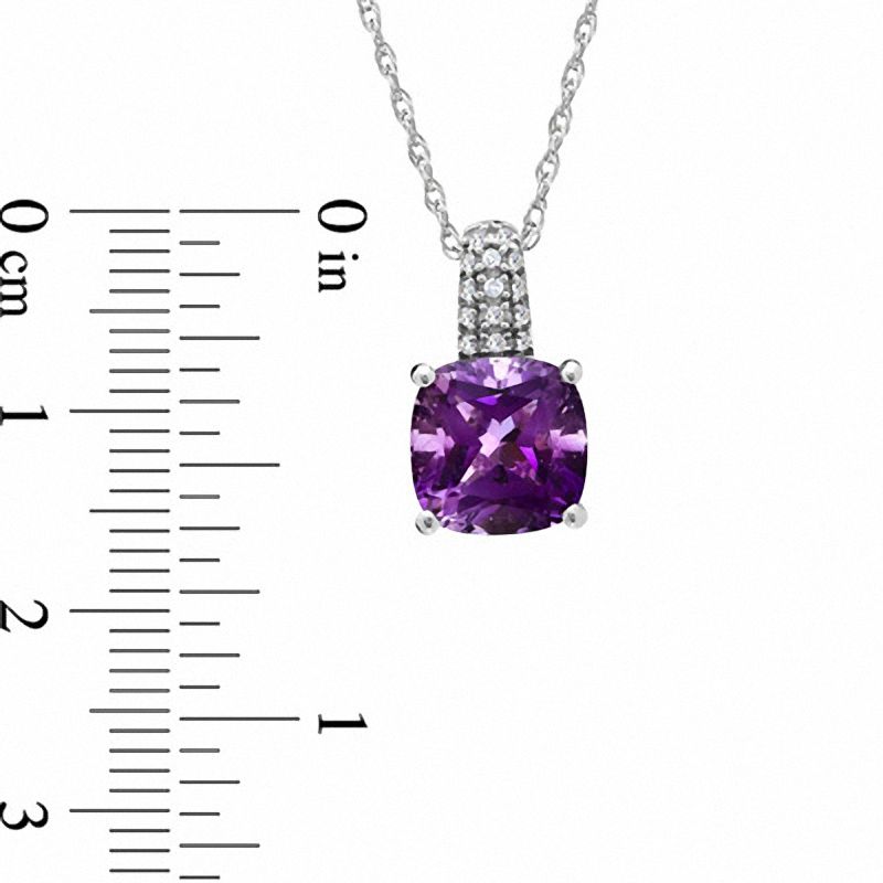 9.0mm Cushion-Cut Amethyst and Lab-Created White Sapphire Pendant in Sterling Silver