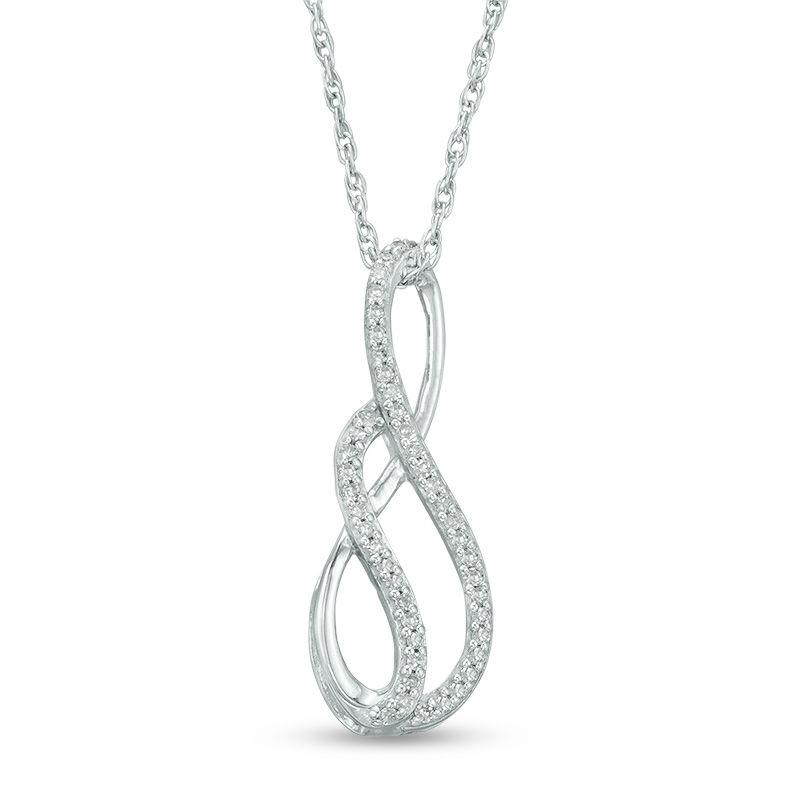 Main Image 1 of 1/10 CT. T.W. Diamond Swirl Infinity Pendant in Sterling Silver