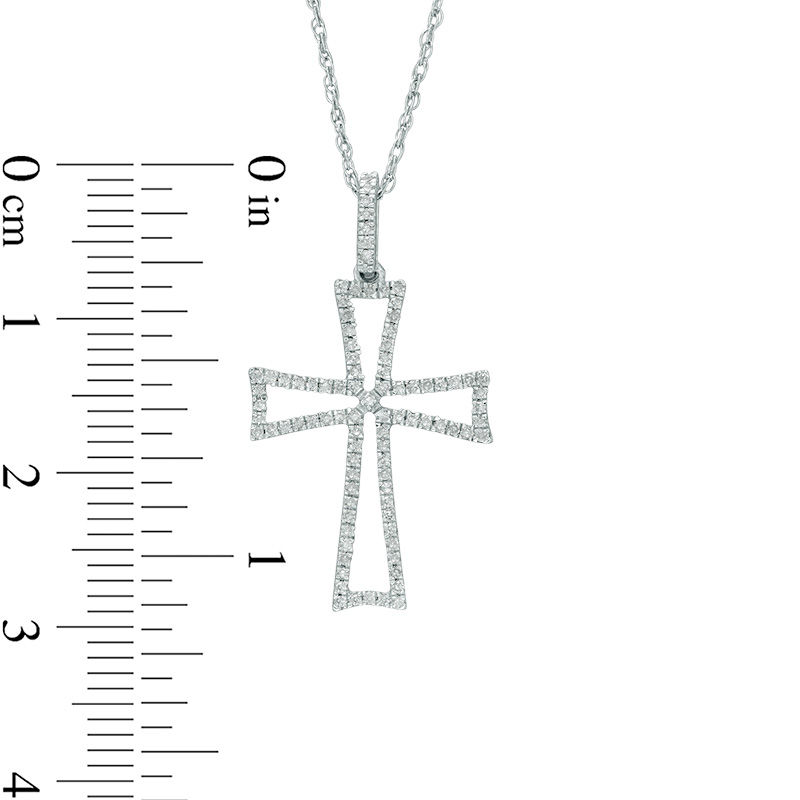 1/5 CT. T.W. Diamond Cross Cutout Pendant in Sterling Silver