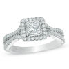 Thumbnail Image 0 of Vera Wang Love Collection 1 CT. T.W. Princess-Cut Diamond Split Shank Engagement Ring in 14K White Gold