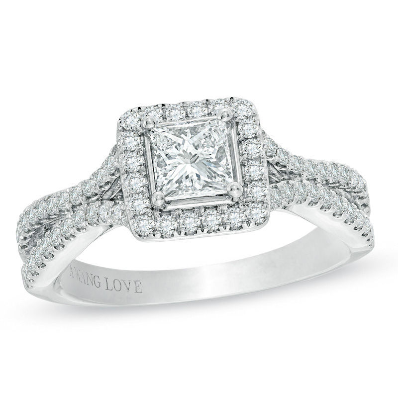 Vera Wang Love Collection 1 CT. T.W. Princess-Cut Diamond Split Shank Engagement Ring in 14K White Gold