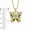 Thumbnail Image 2 of Multi Gemstone and Lab-Created White Sapphire Butterfly  Pendant in Sterling Silver with 14K Gold Plate