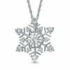 Thumbnail Image 1 of Lab-Created White Sapphire Snowflake Pendant in Sterling Silver