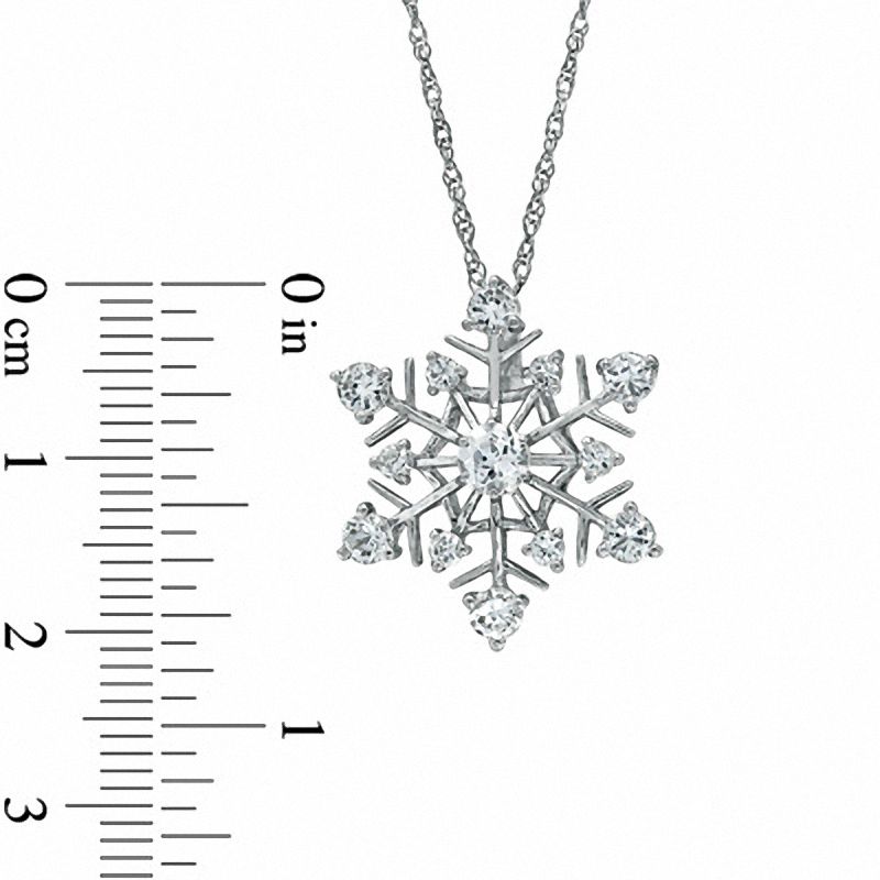 Main Image 2 of Lab-Created White Sapphire Snowflake Pendant in Sterling Silver