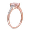 Thumbnail Image 2 of Oval Morganite and 1/15 CT. T.W. Diamond Engagement Ring in Rose Rhodium Sterling Silver